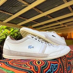 Lacoste Misano 36 SRM Leather Sneakers Mens Size 9.5 White Suede Low Top